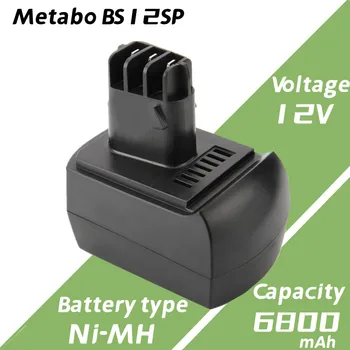 12V 6800mAh Ni-MH remplacement supilkite Batterie Metabo BS12SP BSZ12 BSZ12 Premium BZ12SP Ersetzen 6.25473 6.25474 6.25486