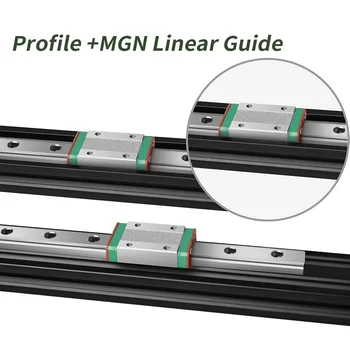1set 2040 V-Lizdas, Juodos spalvos Aliuminio Profilis +MGN linijinis vadovas 200/300/350/400/450/500mm už CNC lazerinio graviravimo staklės, 3D spausdintuvas