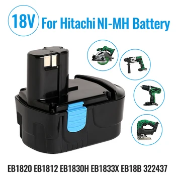 2023brand New18V Įkraunamos Ni-Cd Baterija 12800mah Hitachi Bevieliuose Elektros audra Atsuktuvas EB1820 EB1812 EB18-2YR