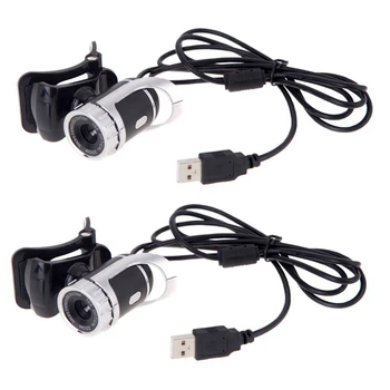2X USB 2.0 12 Megapikselių HD Kamera, Web Cam 360 Laipsnių Su MIC Clip-On Desktop 
