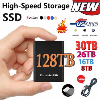 500GB SSD Nešiojamų Didelės Spartos Perdavimas 1 TB 2TB 4TB 8 TB 16TB Išorinį Kietąjį Diską, USB Tipo C Sąsaja usb Atminties Įrenginio
