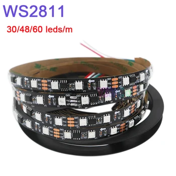 50m 10lots 5m/roll Adresuojamo WS2811 Smart Pikselių Led šviesos Juostelės;spalvotas DC12V;30/48/60leds/m WS2811 IC RGB led juostos Juostos