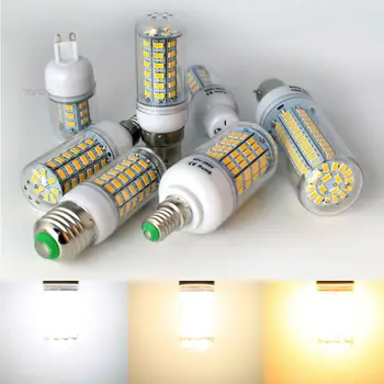 7W-25W LED Kukurūzų Lemputes, E27 E14, B22 G9 GU10 Varžtas Kaištiniai Bazės 24/36/48/56/69/108 LED Lustai Ryškiai Balta Lampada 220V 230V