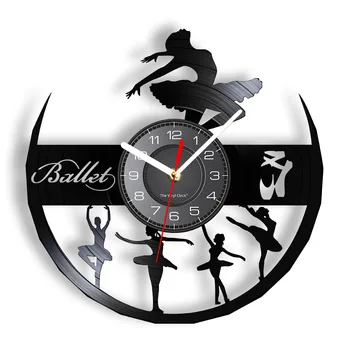 Ballerina Girl Darželio Mergaitės Kambario Sienos Meno Dekoratyvinės Sienų Laikrodis Žiūrėti Šokių Mergaičių Vinilo Įrašas Sieninis Laikrodis Baleto Šokėjai Dovana