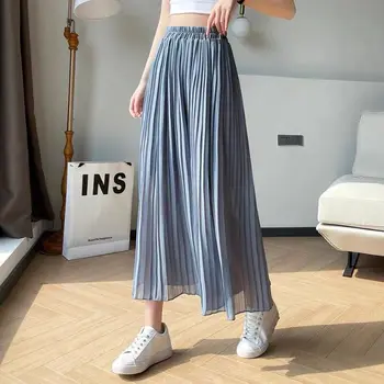 Bohemijos Vasaros Plonomis Šifono Plisuotos Kelnės Atsitiktinis Laisvalaikio Korėja Mados Kelnės Streetwear Lady Darbo Y2k Elegantiškos Kelnės Ins