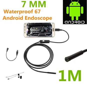 Endoskopą Borescope USB, Android Tikrinimo Kamera HD 6 LED 7mm Objektyvas, 720P Vandeniui Automobilių Endoscopio Vamzdis mini Kameros 1M Ilgio