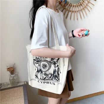 Graikija Retro tapybos paprasta drobė maišelis ekologinio krepšys vieno peties studentas moterų audinio maišelis didmeninės