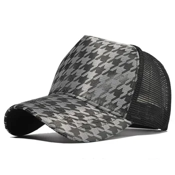 Houndstooth Beisbolo Kepuraitę Kvėpuojantis Tėtis Skrybėlę Nuo Saulės Skrybėlę Unisex Snapback Skrybėlę Madinga Žemo Profilio Sunkvežimio Vairuotojas Hat