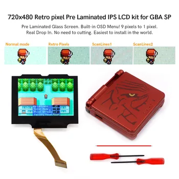 Lašas GBA SP 3,0 colių Laminuotos LCD V5 Backlight IPS Ekranas Kit w/GBA SP Groudon Būsto Shell Game boy Advance SP Konsolės