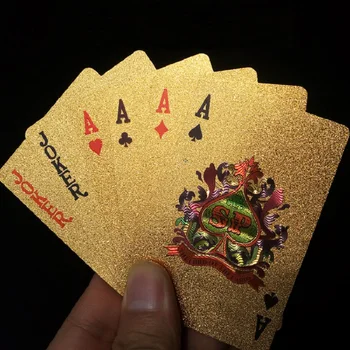 Nemokamas Pristatymas Aukso Kortų Kaladę Plastiko Aukso Folija Pokerio Magic Card Patvarus, atsparus Vandeniui Korteles Arti Gatvės Magija Gudrybės