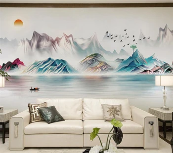 Pritaikytas didelių tapetai, 3d naujieji Kinų stiliaus abstraktus peizažas freskos gyvenimo kambario, miegamasis hotel TV foną, sienų apdailai