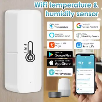 Tuya WIFI/ZigBee Smart Temperatūra ir Drėgmė Jutiklis Su Sirena Signalizacijos Smart Gyvenimą Patalpų Termometras Už Alexa 