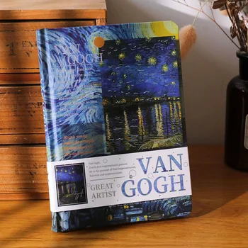 Van Gogh / Monet Aliejaus Tapybai Serijos Notepad, Spalvų Puslapio Iliustracija Hardcover Gražus Dienoraštis Studentų Bloknotą