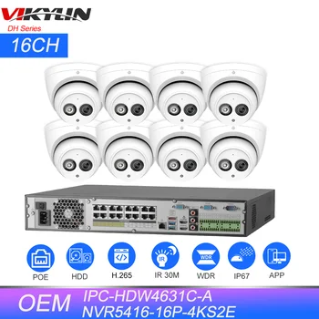 Vikylin DH CCTV kit NVR 16CH POE NVR5416-16P-4KS2E 6MP IP Kameros HDW4631C-Built-in Mic Saugumo Priežiūros Tinklo Sistema