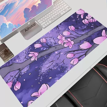 Violetinė Sakura Meno Didelis Pelės Mygtukai 100x50 Kompiuterio Kilimėlis Bendrovė Žaidimų Mausepad Klaviatūros Kilimėlis XL Biuro Stalas Kilimėliai Abstraktus Menas