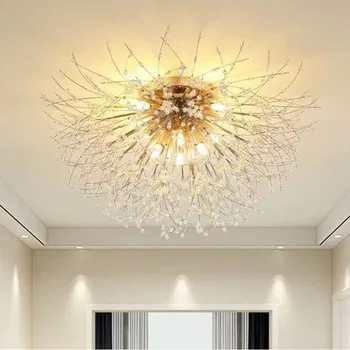 Šiaurės kiaulpienių lubų lempos šviesos liustra šiuolaikinės kristalų lempos kambarį miegamojo ir koridoriaus interjero dekoratyvinės lempos